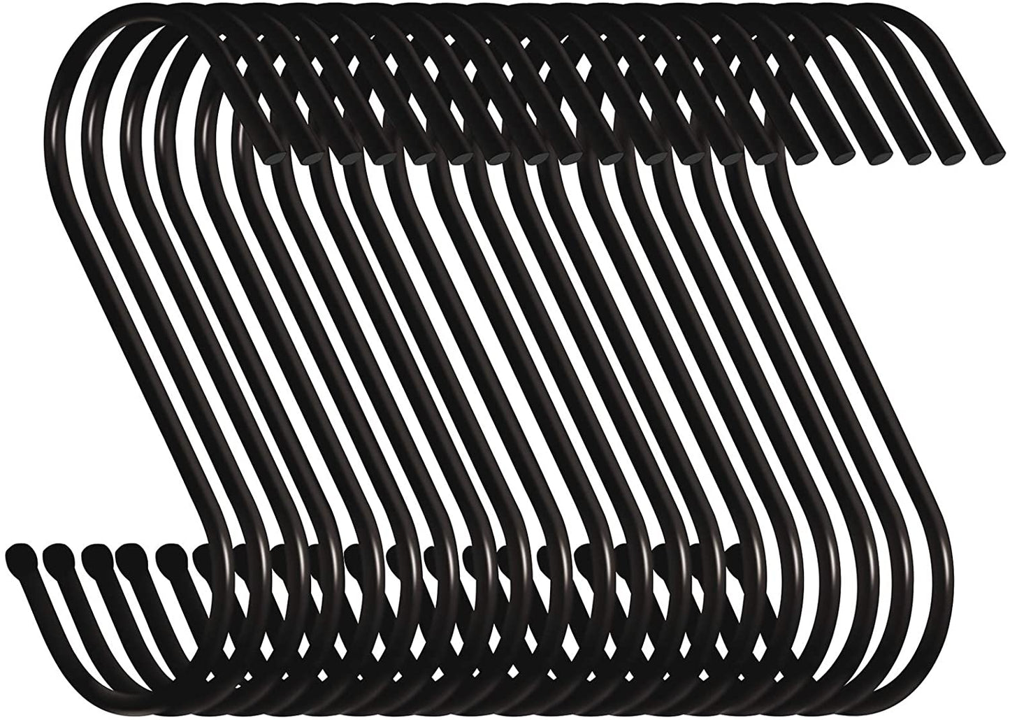 10 Pack 3.5 Inch Heavy Duty S Hooks for Plants, Outdoor, Light, Cup, Large Hangers - Black