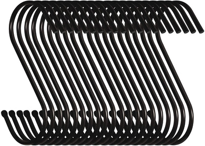 10 Pack 3.5 Inch Heavy Duty S Hooks for Plants, Outdoor, Light, Cup, Large Hangers - Black