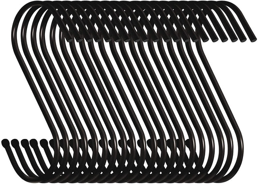 10 Pack 3.5 Inch Heavy Duty S Hooks for Plants, Outdoor, Light, Cup, Large Hangers - Black