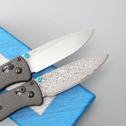 1Pc 533/535 Folding Knife, Carbon Fiber Handle, Damascus Steel Blade, Multifunctional Outdoor Portable Pocket Knife, Ultra Sharp Outdoor Hunting Knife, Suitable for Camping, Hunting, Fishing, Daily Carrying (EDC) - Halloween, Christmas Gifts