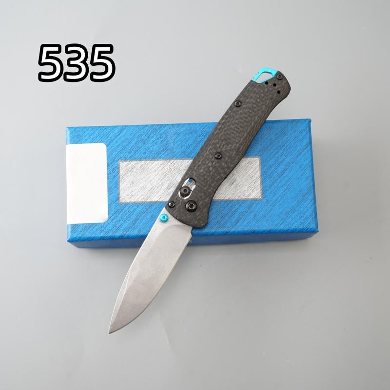 1Pc 533/535 Folding Knife, Carbon Fiber Handle, Damascus Steel Blade, Multifunctional Outdoor Portable Pocket Knife, Ultra Sharp Outdoor Hunting Knife, Suitable for Camping, Hunting, Fishing, Daily Carrying (EDC) - Halloween, Christmas Gifts