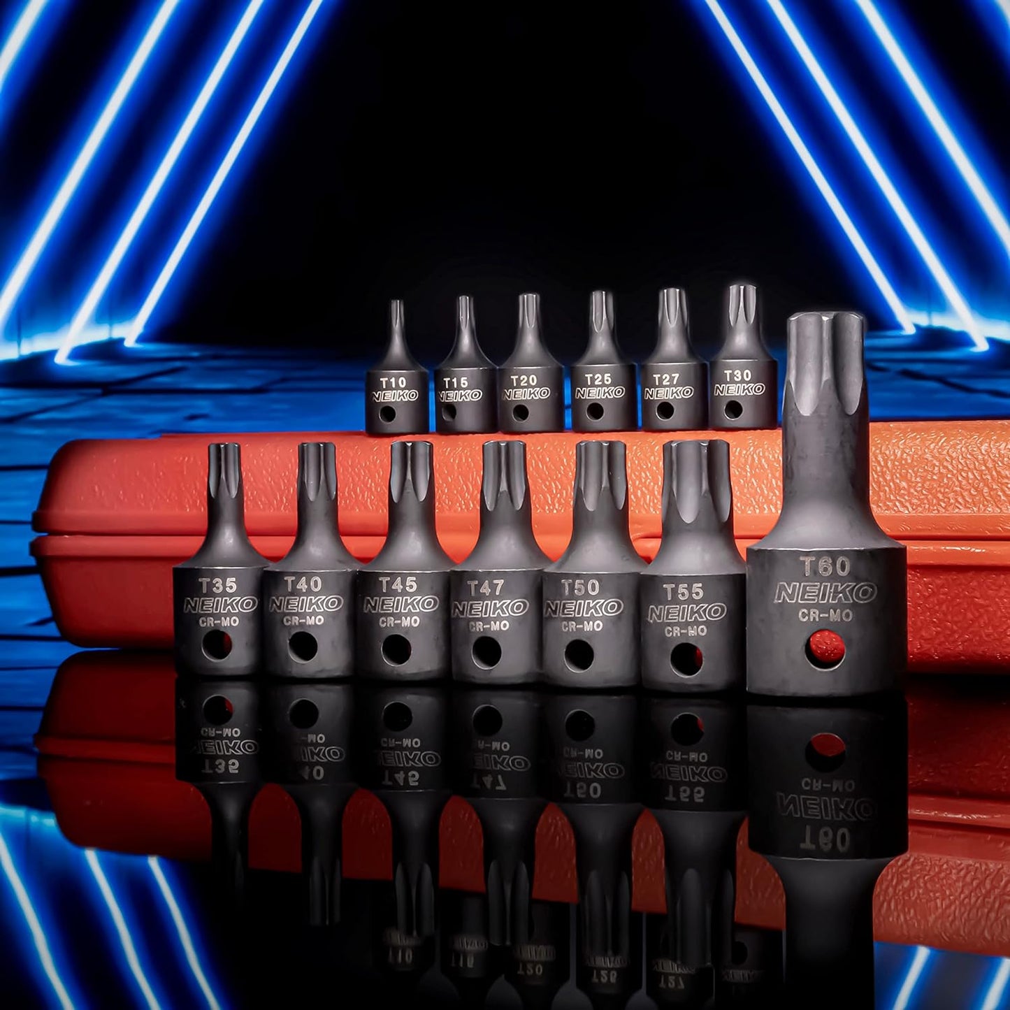 10281B Impact Torx Bit Socket Set, 1/4", 3/8" and 1/2" Drive, 6 Point Star Sockets, Heavy Duty Impact Grade Cr-Mo, T10 to T60 High Impact, Professional Grade Auto & Motorcycle Mechanic Socket