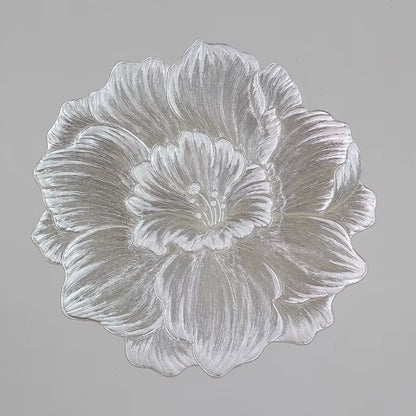 Lotus-Shaped Heat-Resistant and Washable Placemat Insulation PVC Place Mats Coasters Hotel Oil Proof Table Mats for Dining Table