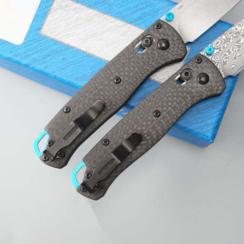 1Pc 533/535 Folding Knife, Carbon Fiber Handle, Damascus Steel Blade, Multifunctional Outdoor Portable Pocket Knife, Ultra Sharp Outdoor Hunting Knife, Suitable for Camping, Hunting, Fishing, Daily Carrying (EDC) - Halloween, Christmas Gifts