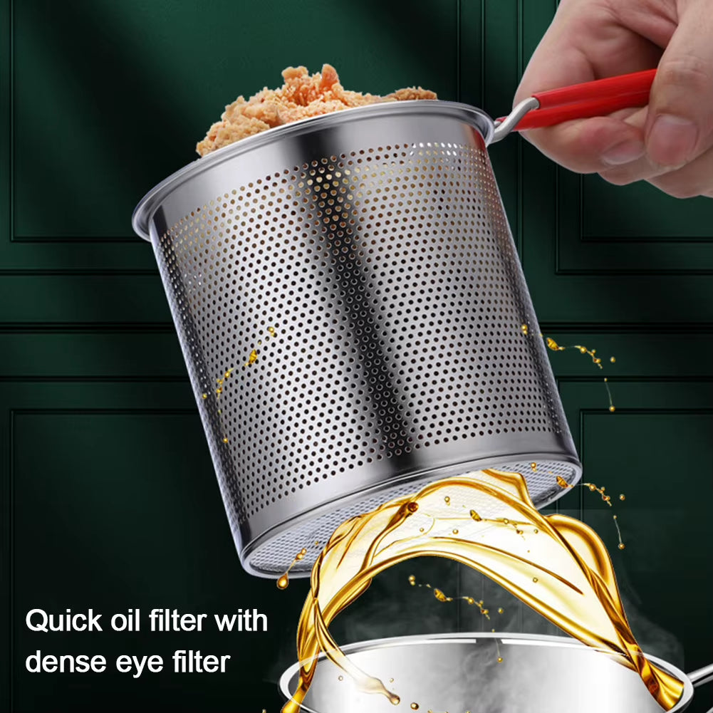 Deep Frying Pot 304 Stainless Steel Kitchen Fryer with Strainer Tempura Fryer Pan Fry Pot for French Fries Chicken Cooking Tools