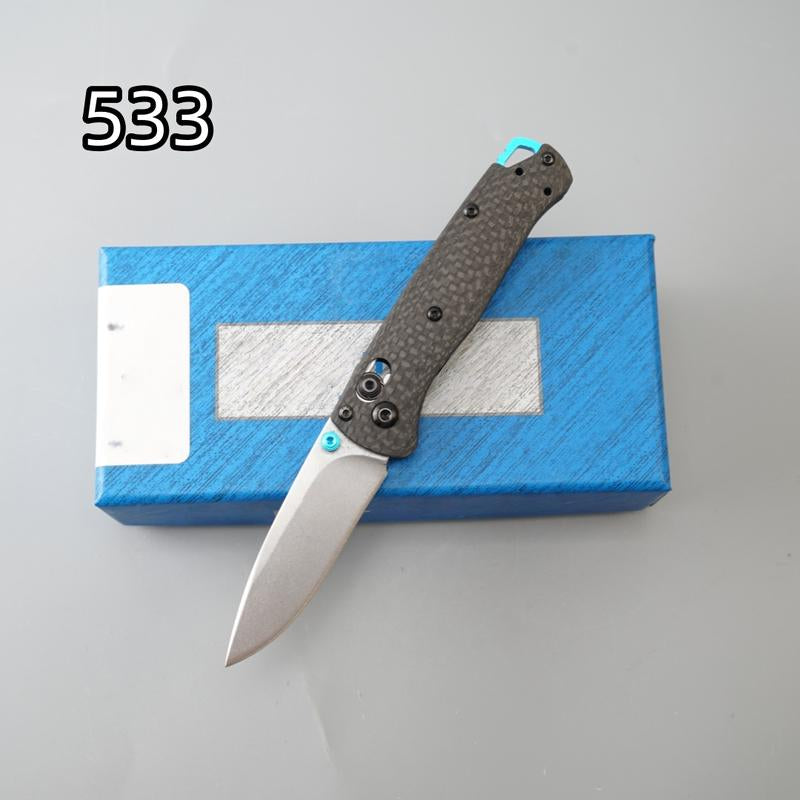 1Pc 533/535 Folding Knife, Carbon Fiber Handle, Damascus Steel Blade, Multifunctional Outdoor Portable Pocket Knife, Ultra Sharp Outdoor Hunting Knife, Suitable for Camping, Hunting, Fishing, Daily Carrying (EDC) - Halloween, Christmas Gifts