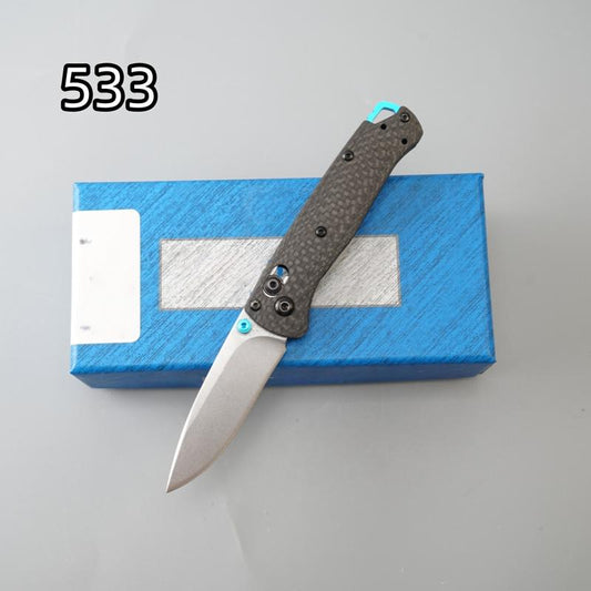 1Pc 533/535 Folding Knife, Carbon Fiber Handle, Damascus Steel Blade, Multifunctional Outdoor Portable Pocket Knife, Ultra Sharp Outdoor Hunting Knife, Suitable for Camping, Hunting, Fishing, Daily Carrying (EDC) - Halloween, Christmas Gifts