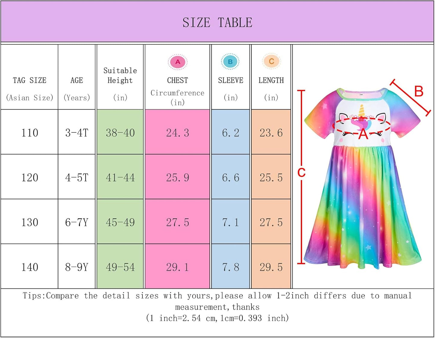 Doll and Girl Matching Nightgown Unicorn Outfit Pajamas Night Dress for Girls and 18" Dolls Clothes