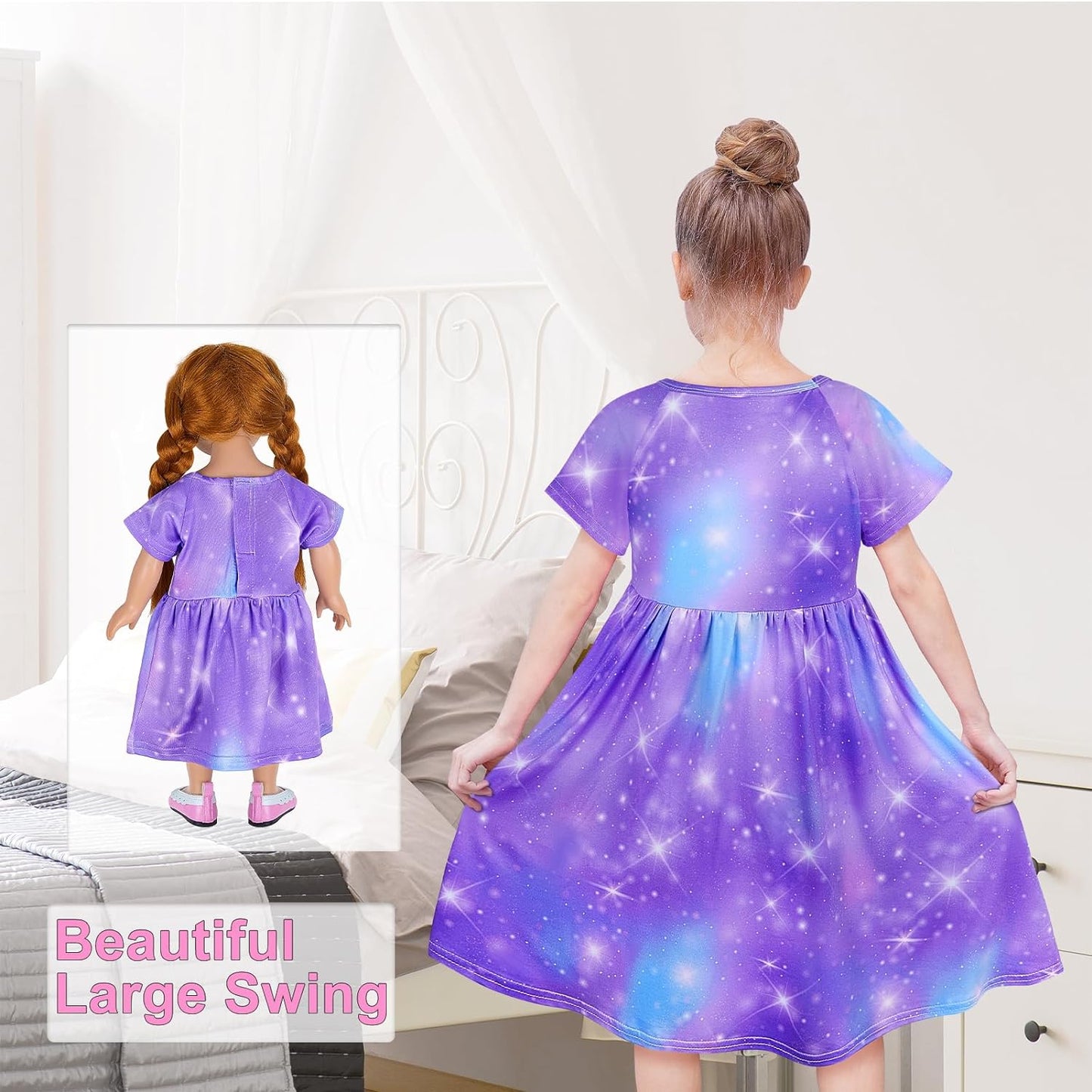 Doll and Girl Matching Nightgown Unicorn Outfit Pajamas Night Dress for Girls and 18" Dolls Clothes