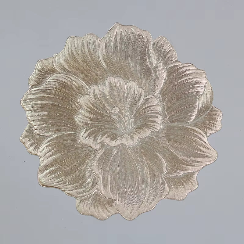 Lotus-Shaped Heat-Resistant and Washable Placemat Insulation PVC Place Mats Coasters Hotel Oil Proof Table Mats for Dining Table