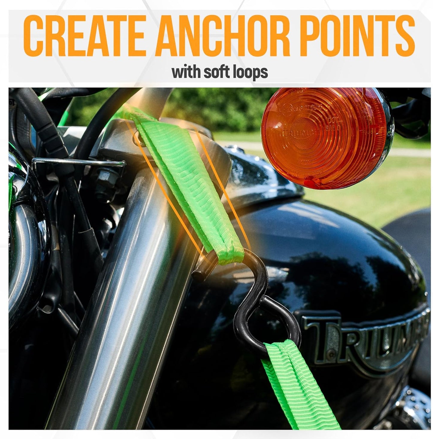 Ratchet Straps, 1650Lb Break Strength, 4 Pack 15Ft X 1In Tie down Strap Set, 4 Soft Loops, Motorcycle Straps Tie Downs, Cargo Cam Buckles for Trucks, Rubber Handles, Carry Bag