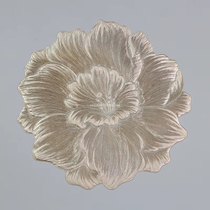 Lotus-Shaped Heat-Resistant and Washable Placemat Insulation PVC Place Mats Coasters Hotel Oil Proof Table Mats for Dining Table